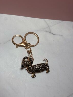 🖤 Black Dachshund Bag Charm Keychain NWOT